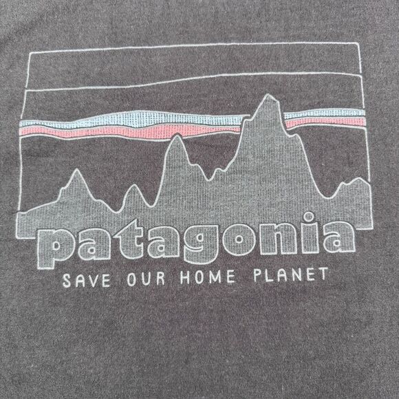Patagonia T Shirt Mens Medium Black Organic Cotton Outdoor Casual Hike - Picture 1 of 8